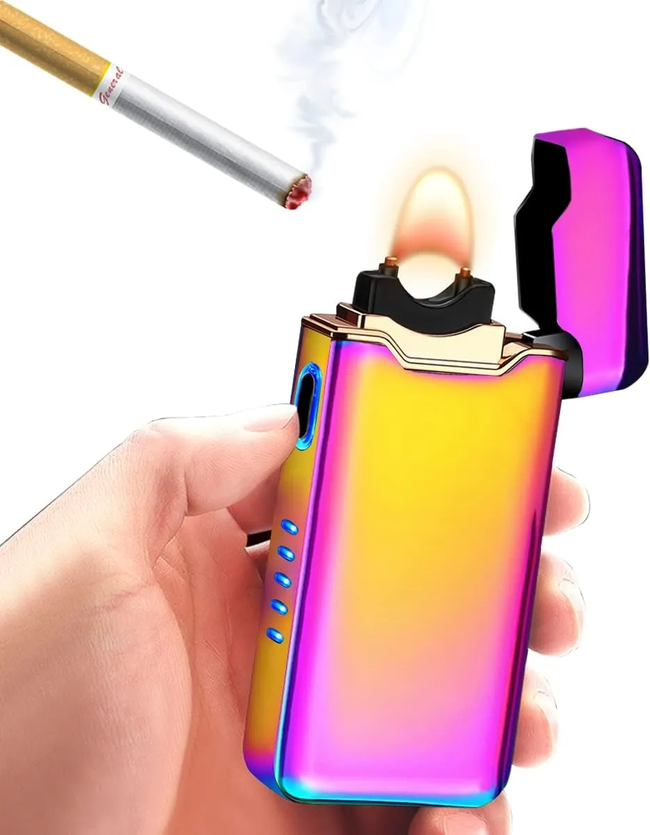 COZYLIFE Flame Electric Lighter, USB Rechargeable Arc Lighter ,Metal Windproof Cigarette Lighter for Your Boyfriend, Family, Your Father (Colorful)