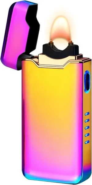 COZYLIFE Flame Electric Lighter, USB Rechargeable Arc Lighter ,Metal Windproof Cigarette Lighter for Your Boyfriend, Family, Your Father (Colorful)