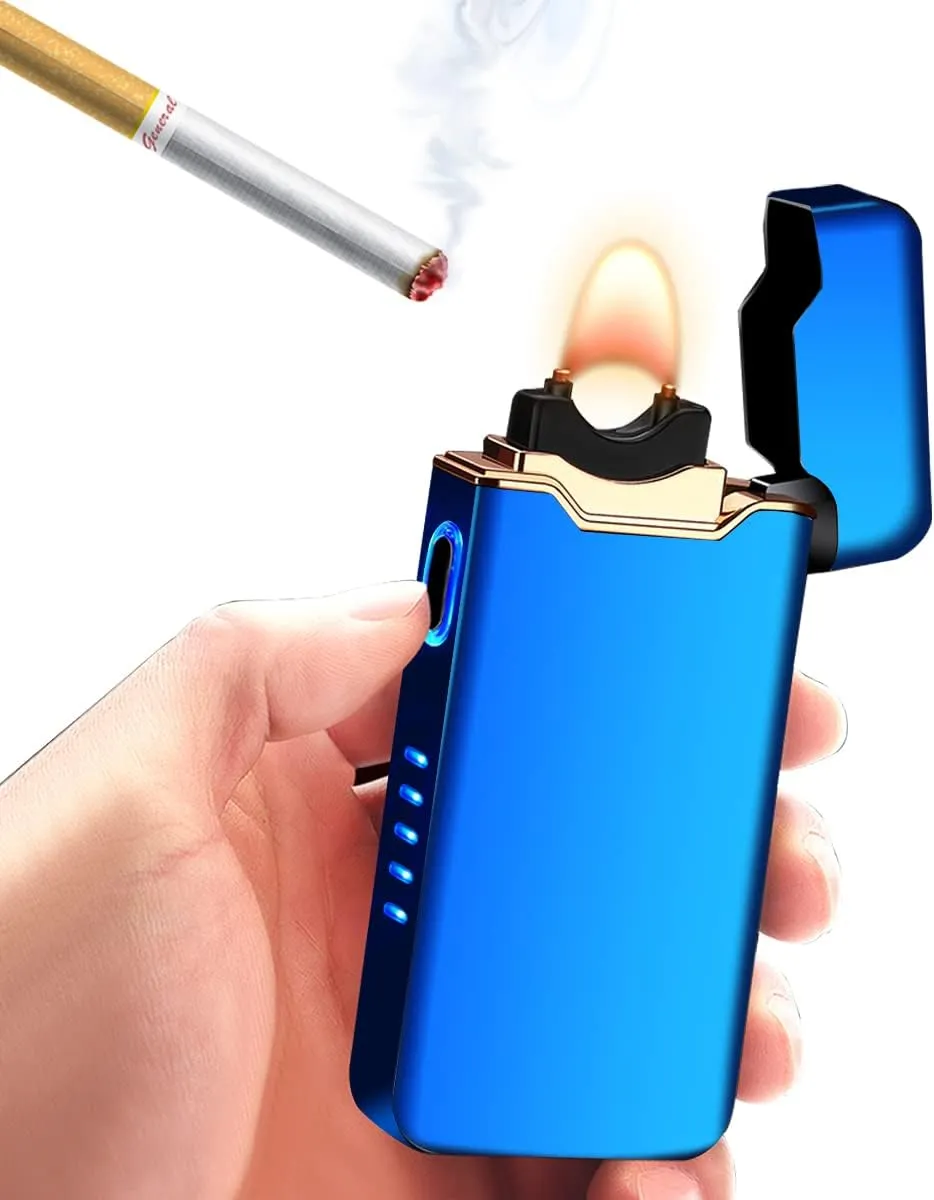 COZYLIFE Flame Electric Lighter, USB Rechargeable Arc Lighter,Metal Windproof Cigarette Lighter for Your Boyfriend, Family, Your Father (Blue)