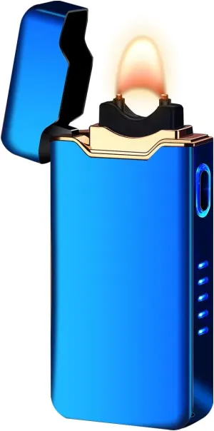 COZYLIFE Flame Electric Lighter, USB Rechargeable Arc Lighter,Metal Windproof Cigarette Lighter for Your Boyfriend, Family, Your Father (Blue)