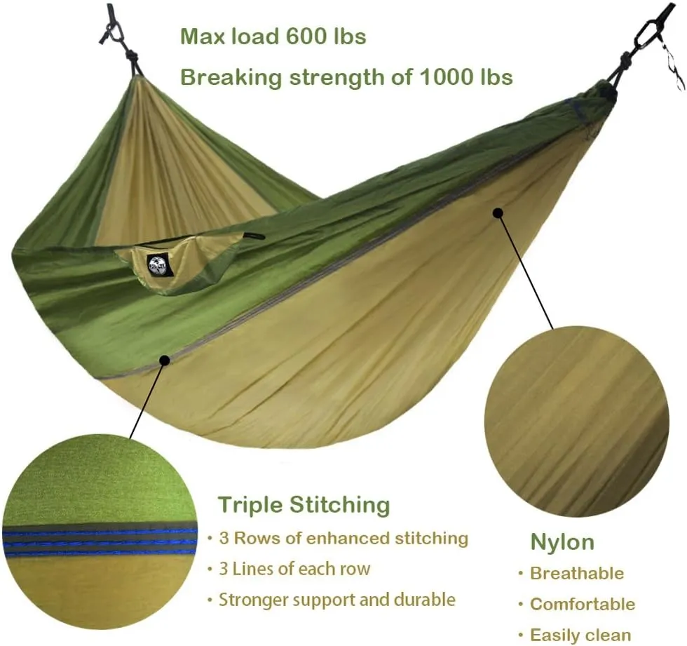 CozyMe Quick Set Up Lightweight Portable Camping Parachute Hammock Double Adult Fitting