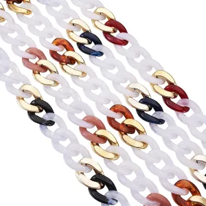 Craftdady 5 Strands Handmade Acrylic Curb Chains Mixed Color Twisted Link Chains for Handbag Purse Lanyard Chunky Necklace Bracelet Jewelry Making, 39.37"/Strand
