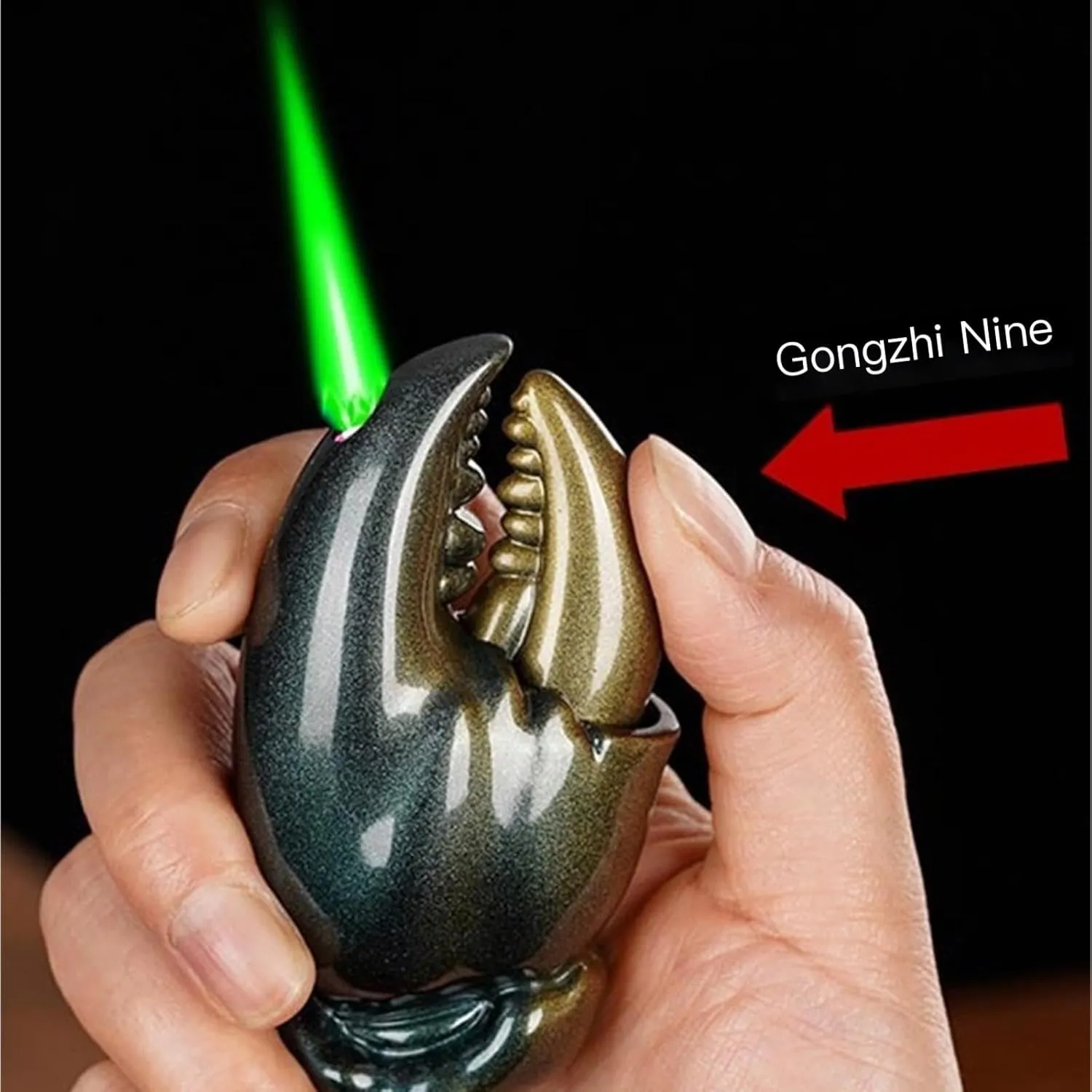 Creative and Fun Crab Claw Lighter Multifunctional Lighter Inflatable Butane Jet fire Lighter Windproof Adjustable Lighter Portable Metal Lighter Suitable for Indoor, Outdoor, Barbecue, Cigar(A)