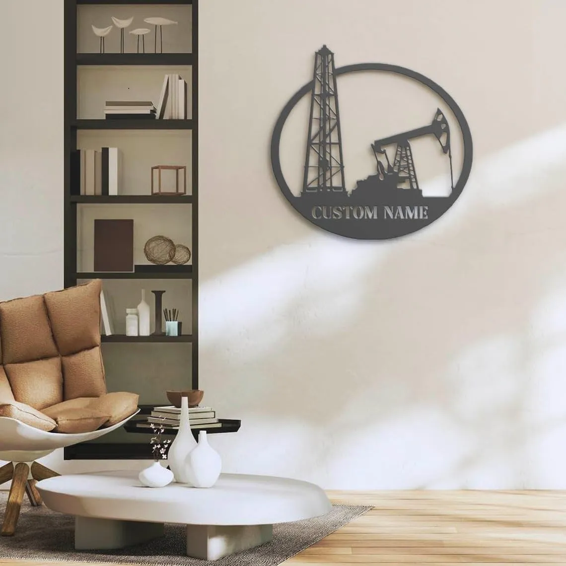 Custom Oil Field Hanger Metal Wall Art LED Light - Personalized Oil Rig Derrickhand Name Sign Home Decor, Room Decoration, Birthday/Christmas/Housewarming Gift (JobSt78)