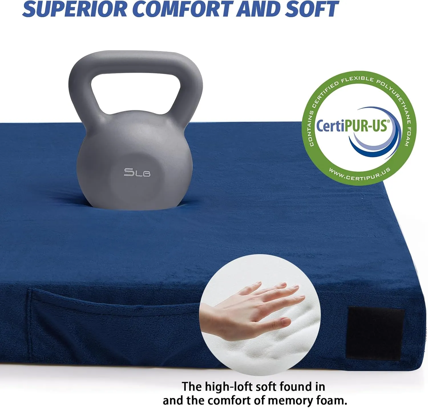 CYMULA Memory Foam Camping Mattress Pad, CertiPUR-US Sleeping Mat, Portable Roll Up Mattress for Adults, Camping Bed Pads for Sleepover, Car Bed with Travel Bag