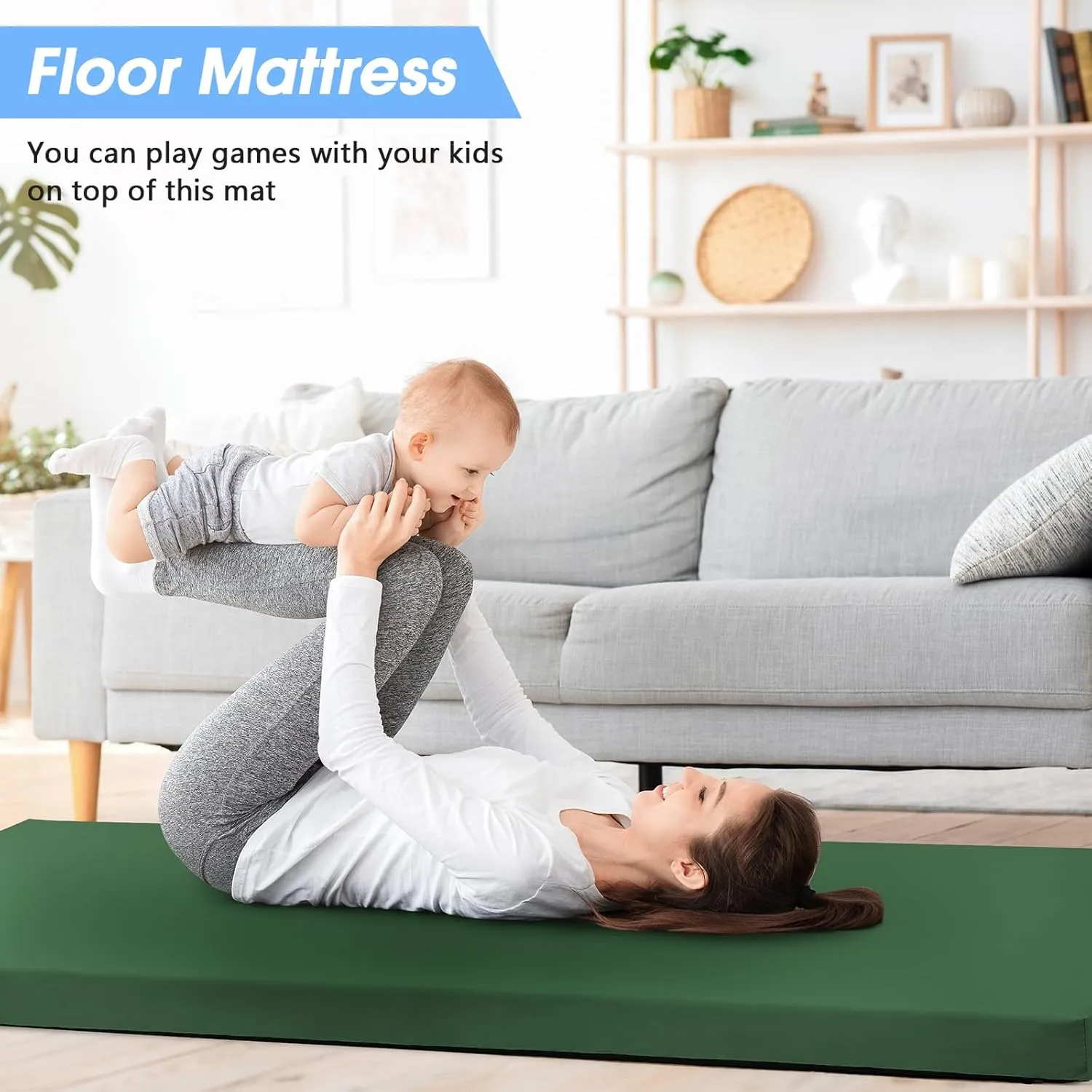 CYMULA Memory Foam Camping Mattress Pad,3inch Sleeping Pad for Camping,Non-Slip Bottom Floor Cot Mattress Bed with Retaining Portable Roll up Mattress Pad Mat for Travel Truck Guest Bed Tent