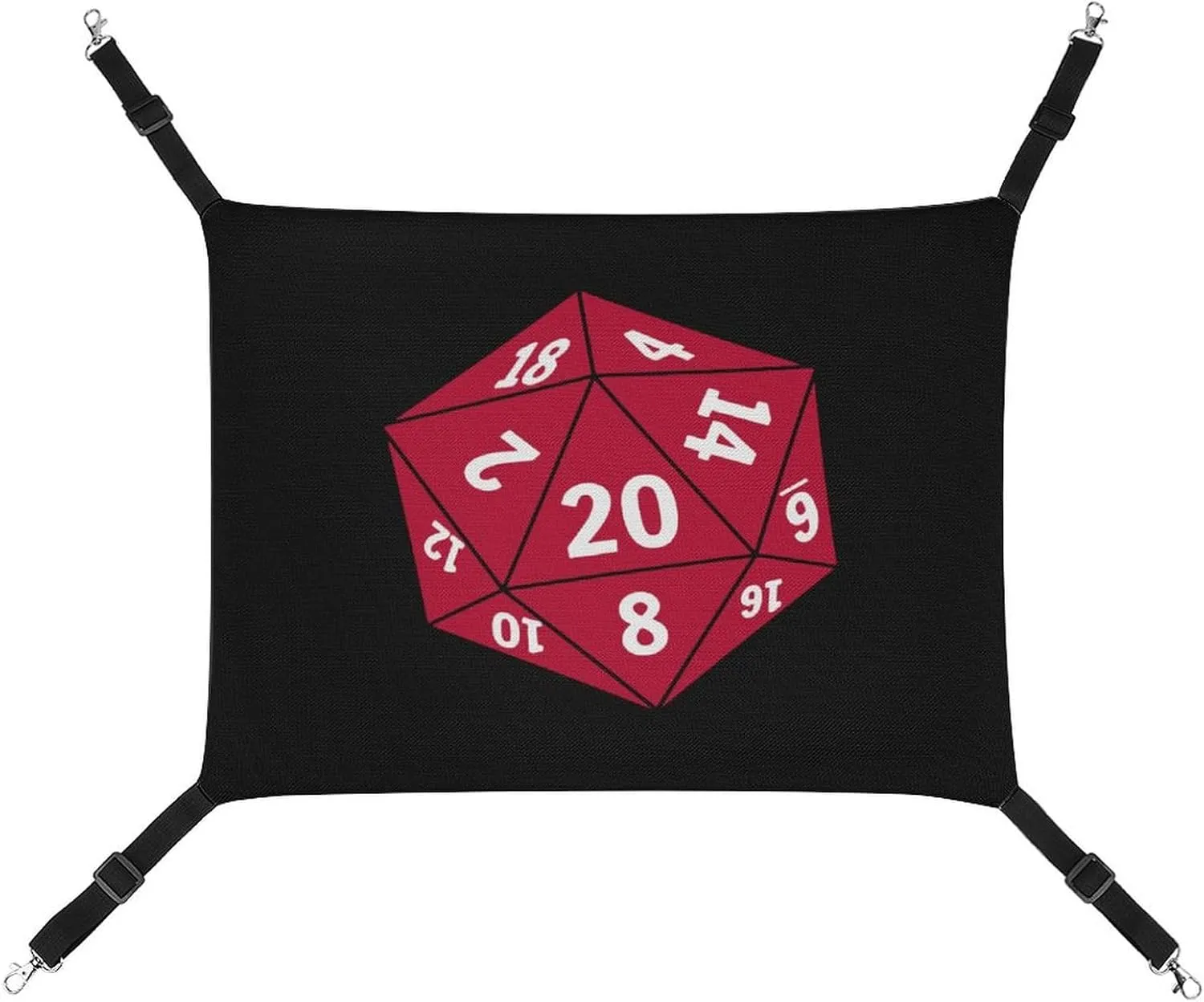D20 Dice Cat Hanging Hammock Soft Breathable Pet Cage Dog Hammock with Adjustable Straps and Metal Hooks