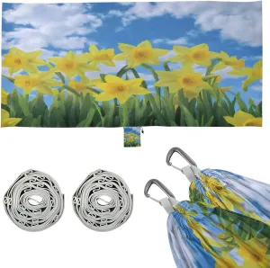 Daffodil Flowers Sky Cloudscape Camping Hammock, Single Portable Hammocks with Tree Straps & Attached Carry Bag, 330Lbs Capacity Perfect for Outside Indoor Hiking Beach Backpack Travel
