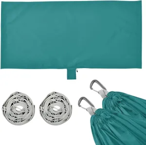 Dark Teal Green Solid Color Camping Hammock, 330 lbs with 2 Tree Straps, Carry Bag, Single Portable Hammock for Outdoor/Indoor, Hiking, Beach, Backpacking, Travel