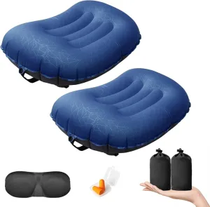DAWNTREES 2 Pack Inflatable Pillow for Camping,Portable Compressible Ultra-light Travel Inflatable Pillow for Sleeping,Support The Neck and Lumbar,Backpacking Essentials (Blue)