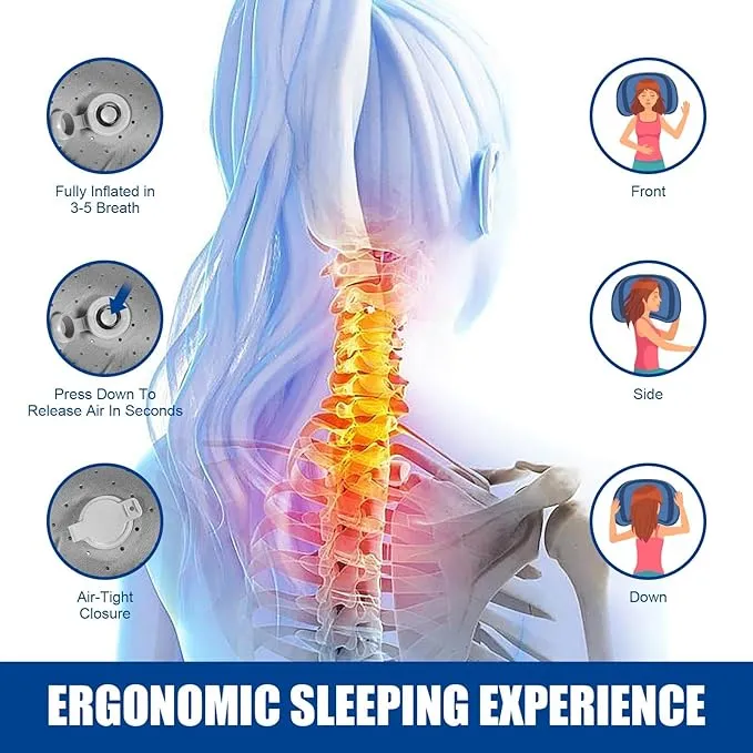 DAWNTREES 2 Pack Inflatable Pillow for Camping,Portable Compressible Ultra-light Travel Inflatable Pillow for Sleeping,Support The Neck and Lumbar,Backpacking Essentials (Blue)
