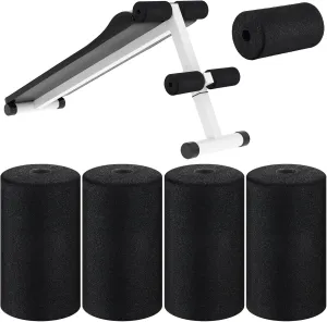 Deekin 4 Pcs Foam Foot Pads Roller Buffer Tube Cover for Home Gym Exercise Machine Equipment Replacement Pads for Leg Extension Weight Bench Inversion Table (0.87 x 3.4 x 6.3 Inches)