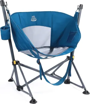 DEERFAMY Hammock Chair, Camping Swinging Chair Breathable with Folding Stand, Portable Rocking Chair Hold up to 350 lbs, Oversize Swing Chair for Outside, Car Camp, Lawn, Backyard, Outdoor