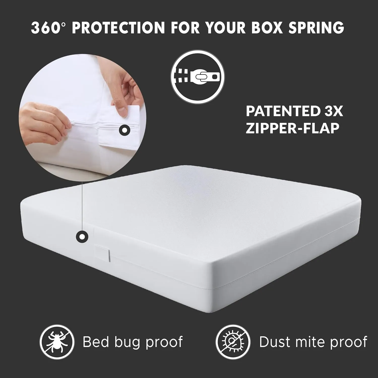 Degree of Comfort Box Spring Encasement King Size – Bed Bug Proof Zippered Dust Mite Waterproof Hypoallergenic Six-Sided Cover, 8-11” Depth