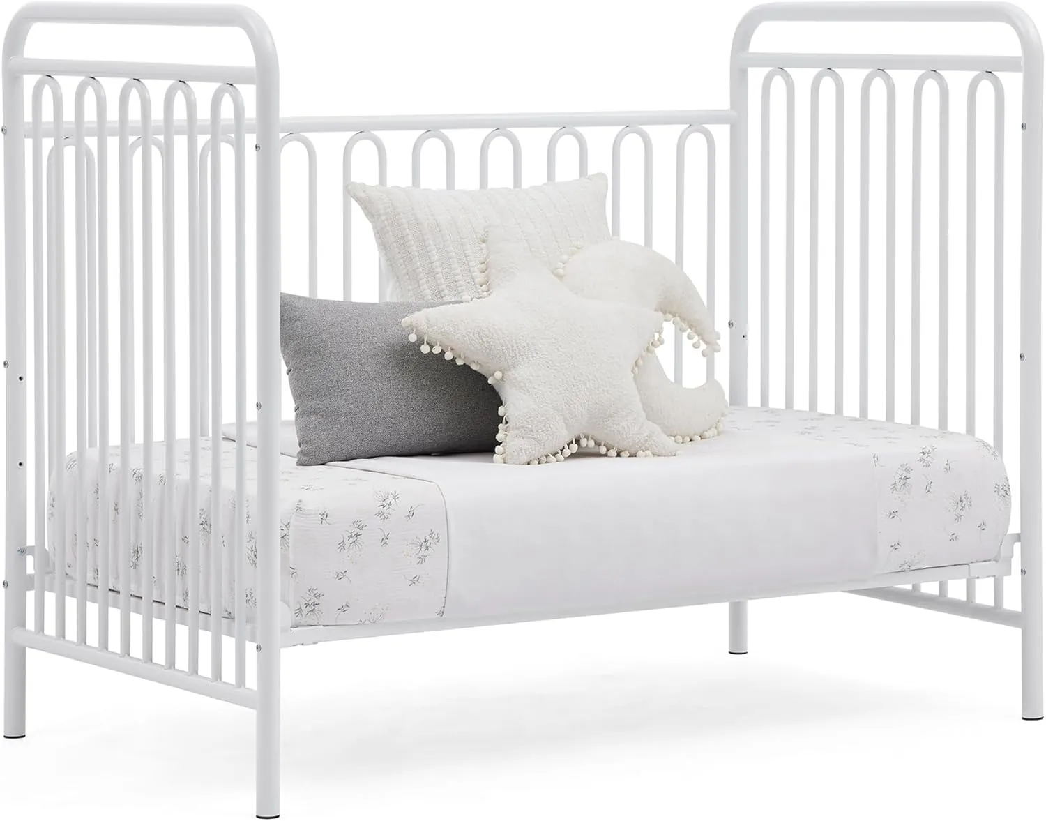 Delta Children Darcy 4-in-1 Metal Convertible Crib, White   Serta Perfect Start Limited Dual Sided Breathable Core Baby Crib Mattress (Bundle)