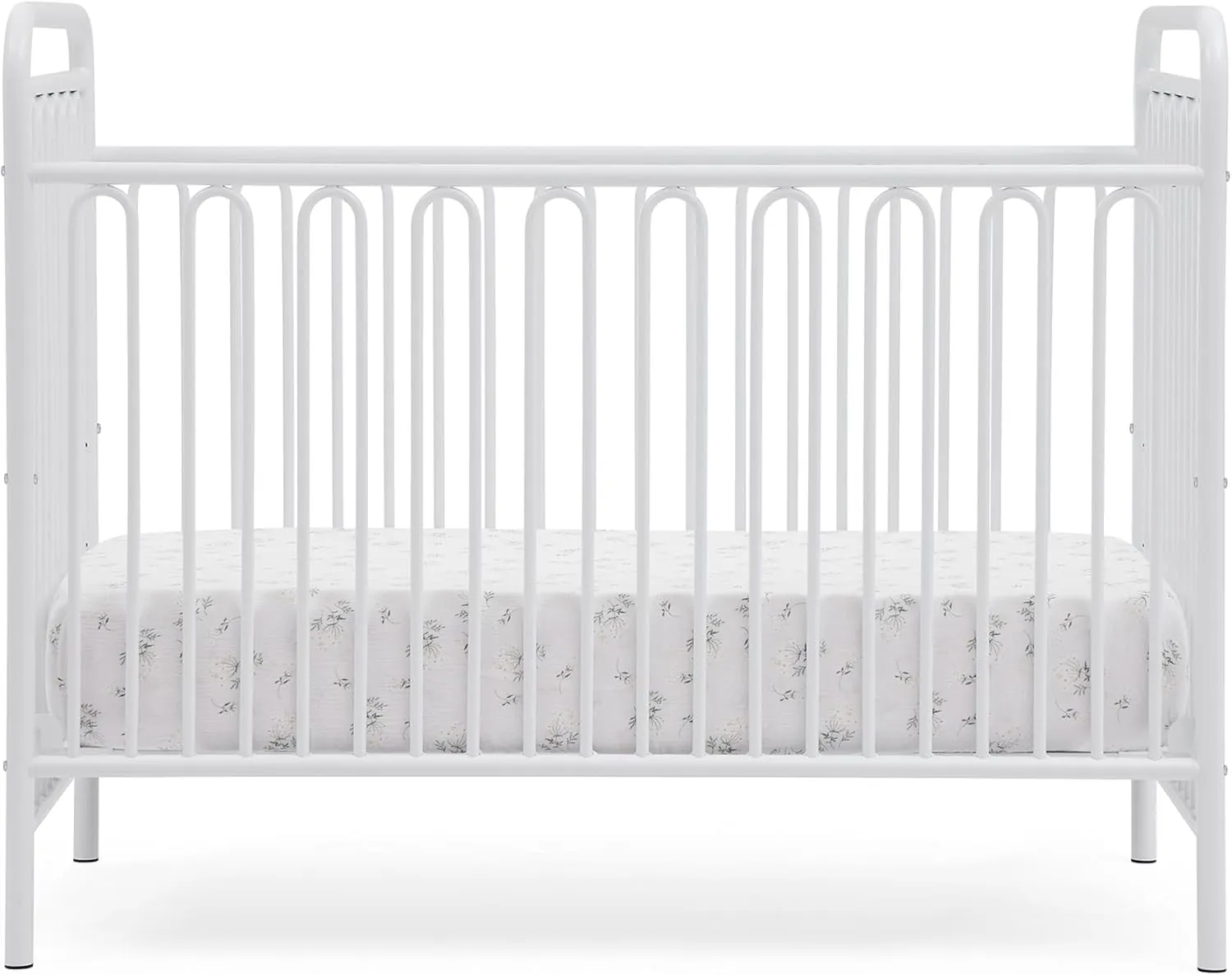 Delta Children Darcy 4-in-1 Metal Convertible Crib, White   Serta Perfect Start Limited Dual Sided Breathable Core Baby Crib Mattress (Bundle)