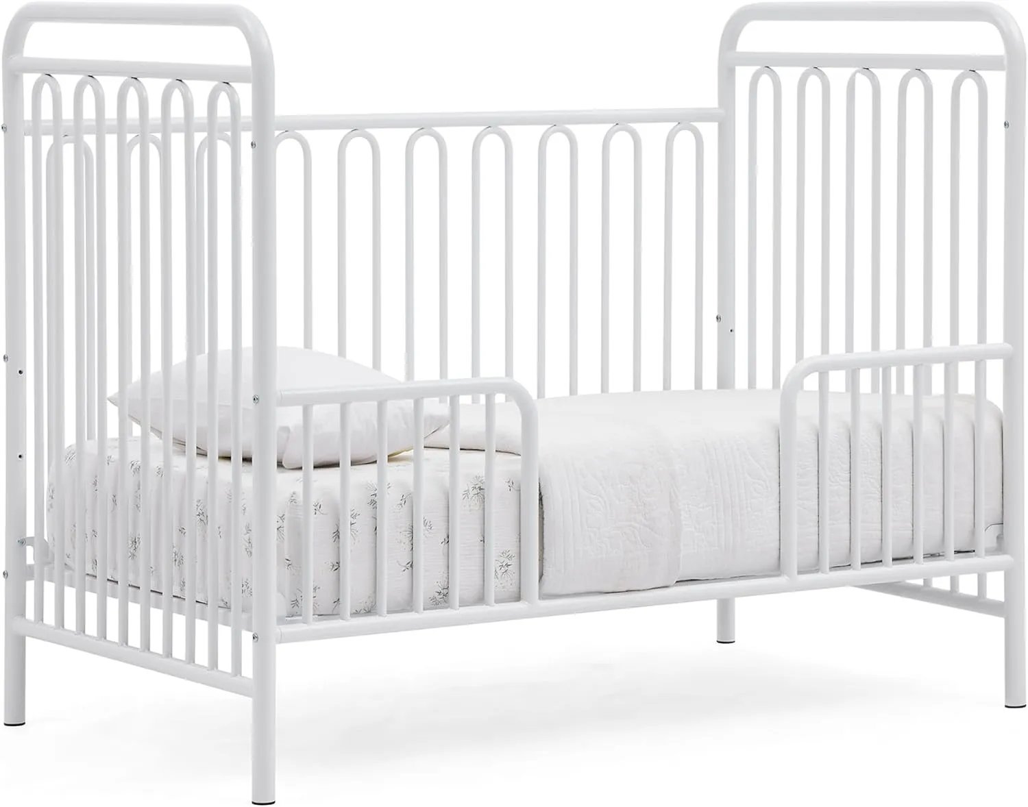 Delta Children Darcy 4-in-1 Metal Convertible Crib, White   Serta Perfect Start Limited Dual Sided Breathable Core Baby Crib Mattress (Bundle)