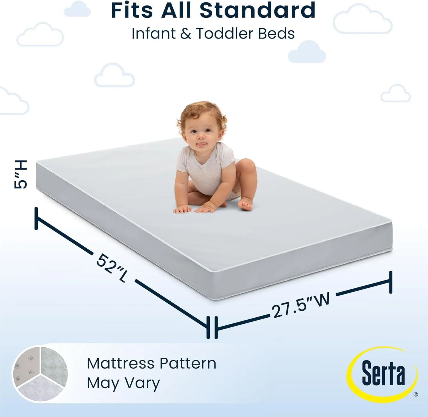 Delta Children Darcy 4-in-1 Metal Convertible Crib, White   Serta Perfect Start Limited Dual Sided Breathable Core Baby Crib Mattress (Bundle)