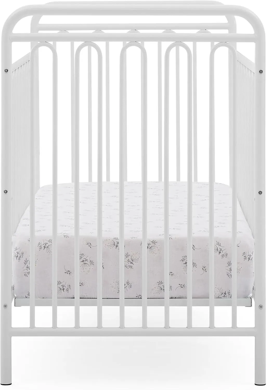 Delta Children Darcy 4-in-1 Metal Convertible Crib, White   Serta Perfect Start Limited Dual Sided Breathable Core Baby Crib Mattress (Bundle)