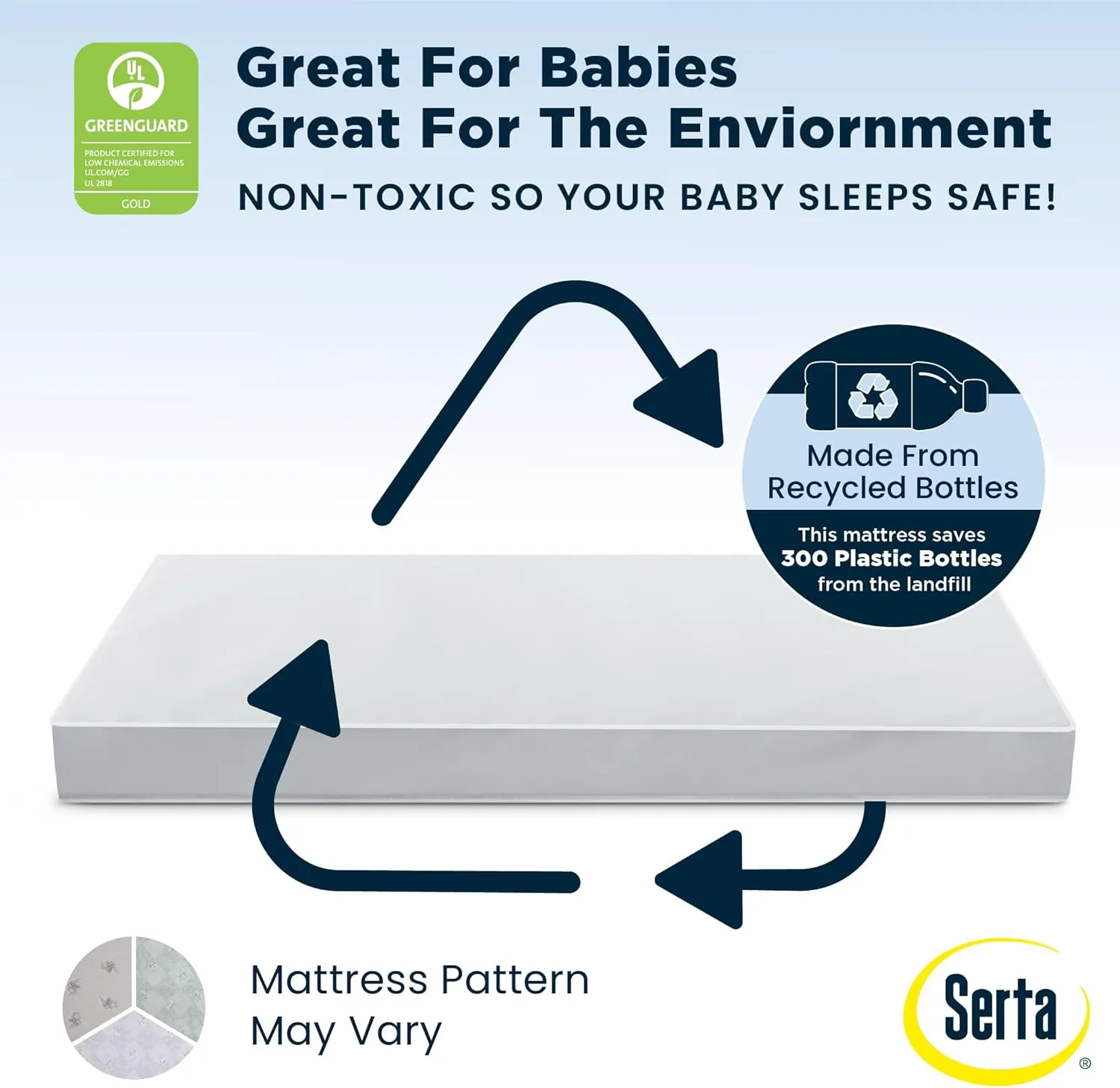 Delta Children Darcy 4-in-1 Metal Convertible Crib, White   Serta Perfect Start Limited Dual Sided Breathable Core Baby Crib Mattress (Bundle)