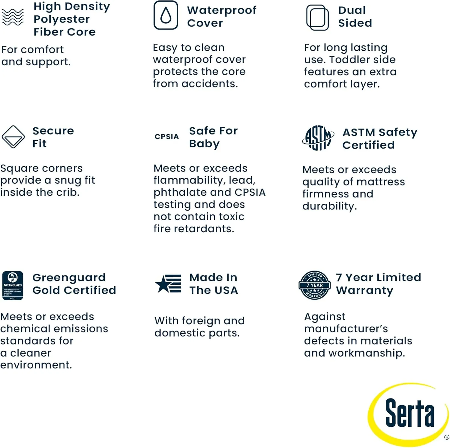 Delta Children Darcy 4-in-1 Metal Convertible Crib, White   Serta Perfect Start Limited Dual Sided Breathable Core Baby Crib Mattress (Bundle)