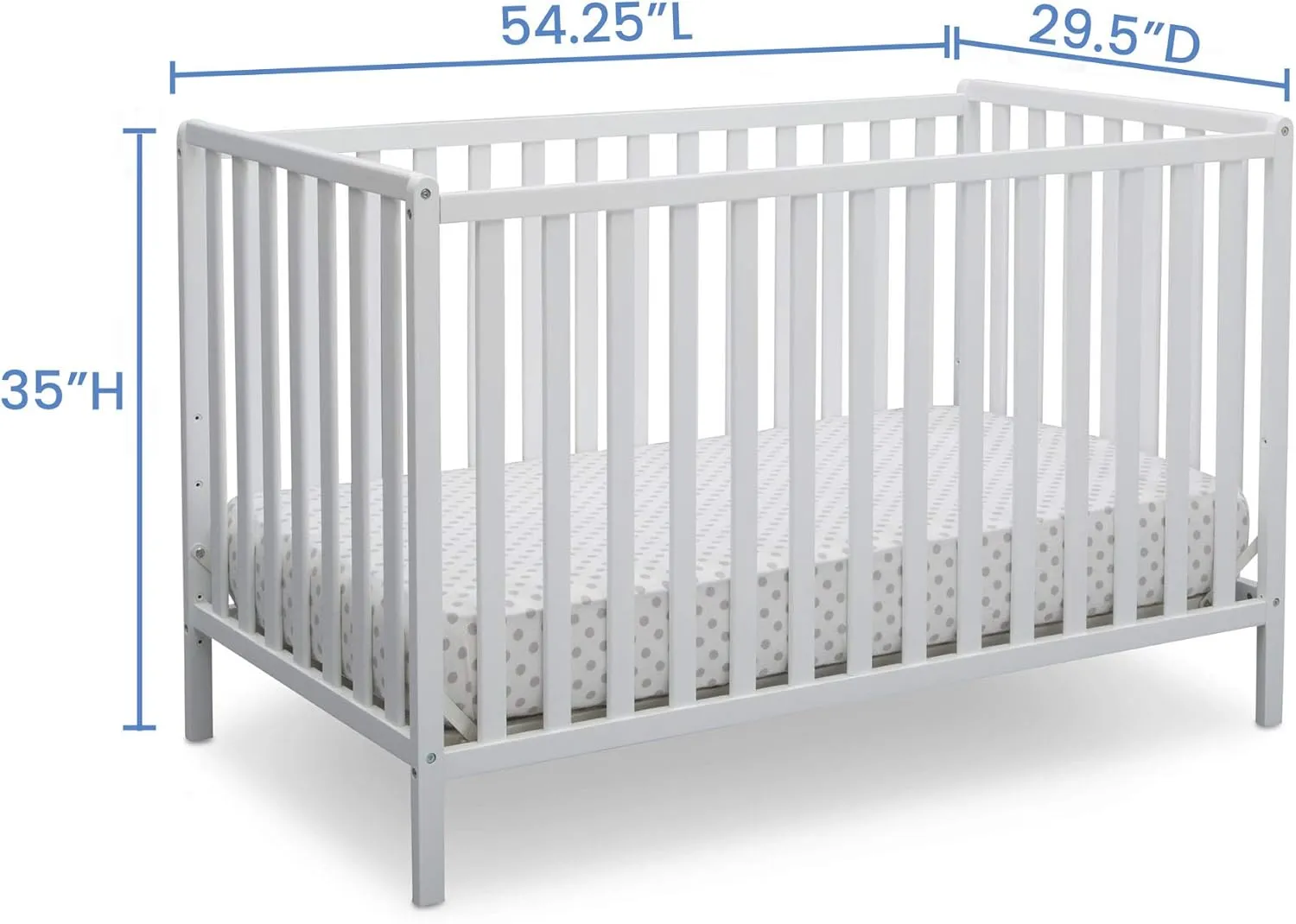 Delta Children Heartland 4-in-1 Convertible Crib, Bianca White   Delta Children Twinkle Galaxy Dual Sided Recycled Fiber Core Crib and Toddler Mattress (Bundle)