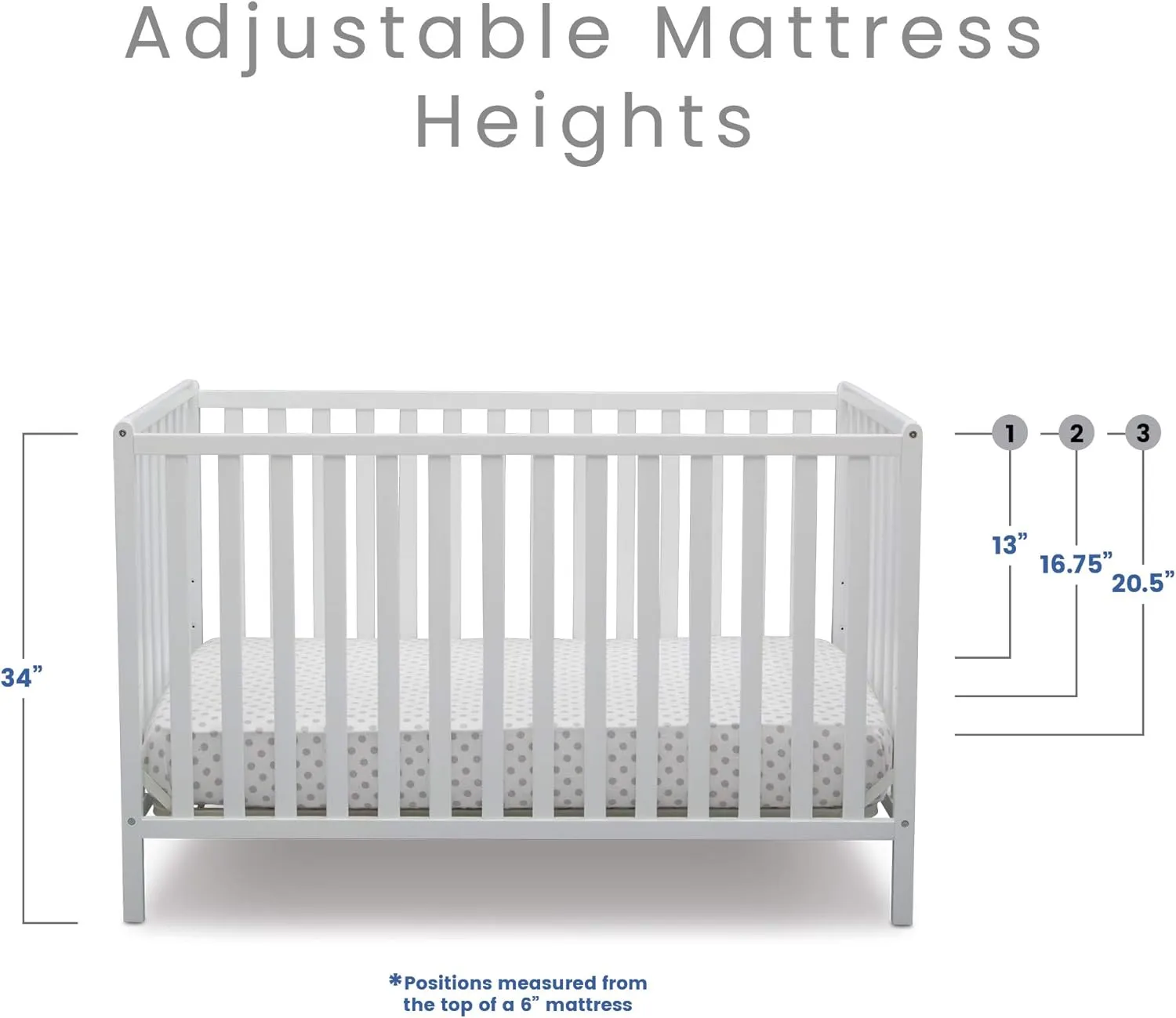 Delta Children Heartland 4-in-1 Convertible Crib, Bianca White   Delta Children Twinkle Galaxy Dual Sided Recycled Fiber Core Crib and Toddler Mattress (Bundle)