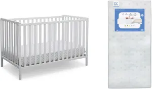 Delta Children Heartland 4-in-1 Convertible Crib, Bianca White   Delta Children Twinkle Galaxy Dual Sided Recycled Fiber Core Crib and Toddler Mattress (Bundle)