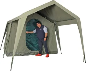 Delta Zulu 3000 Canvas 4 Person Chalet Tent. Canvas camping tent or outfitter tent with waterproof ripstop canvas. Four season military grade canvas tent by Bushtec Adventure (Gazebo sold separately).