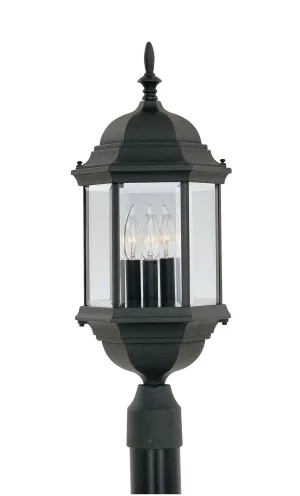 Devonshire Three Light Post Lantern in Black