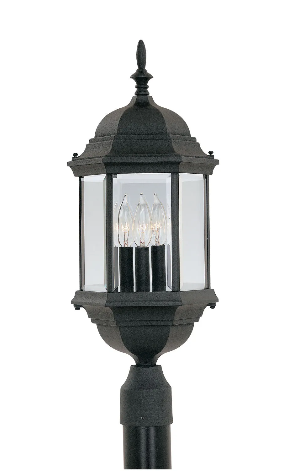 Devonshire Three Light Post Lantern in Black
