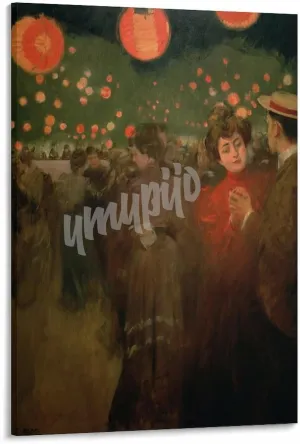 Die Freiluftparty The Open Air Party Ramon Casas Artwork Poster Canvas Painting Wall Art Poster for Bedroom Living Room Decor 12x18inch(30x45cm) Frame-style