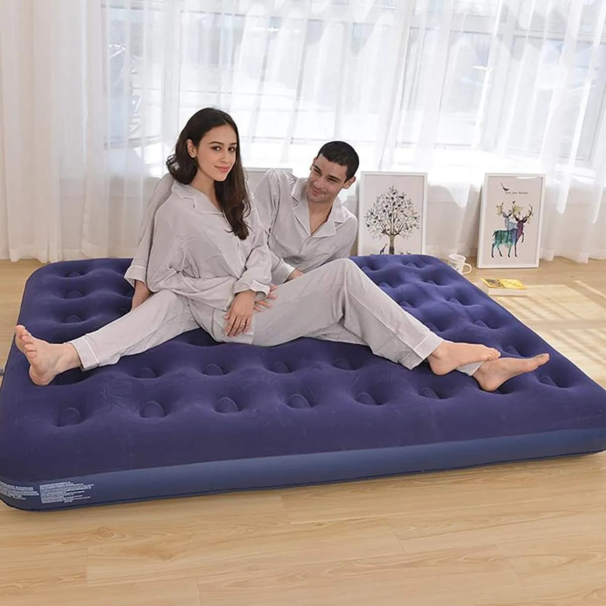 DIMAR GARDEN Full Size Camping Air Mattress Inflatable Bed with Pillow,Include Hand Pump