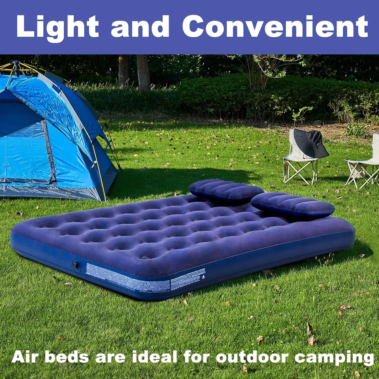 DIMAR GARDEN Full Size Camping Air Mattress Inflatable Bed with Pillow,Include Hand Pump