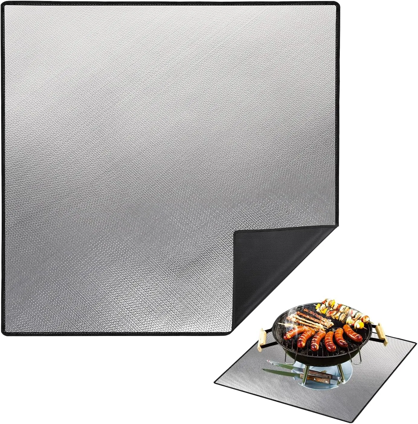 DocSafe 40 x 40 inches Square Fire Pit Mat,4-Layer Fireproof Under Grill Mat Heat Insulated Indoor Fireplace Pad Protector for Deck,Patios,Grass,BBQ Smoker, Portable Reusable Oil-Proof and Waterproof