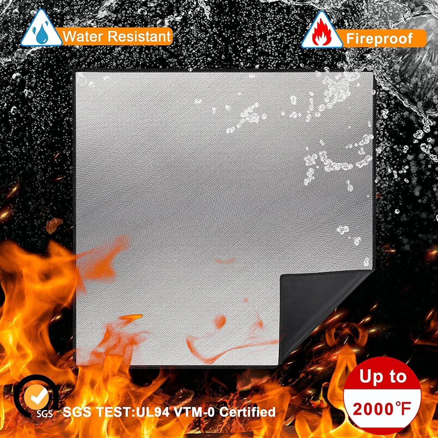 DocSafe 40 x 40 inches Square Fire Pit Mat,4-Layer Fireproof Under Grill Mat Heat Insulated Indoor Fireplace Pad Protector for Deck,Patios,Grass,BBQ Smoker, Portable Reusable Oil-Proof and Waterproof