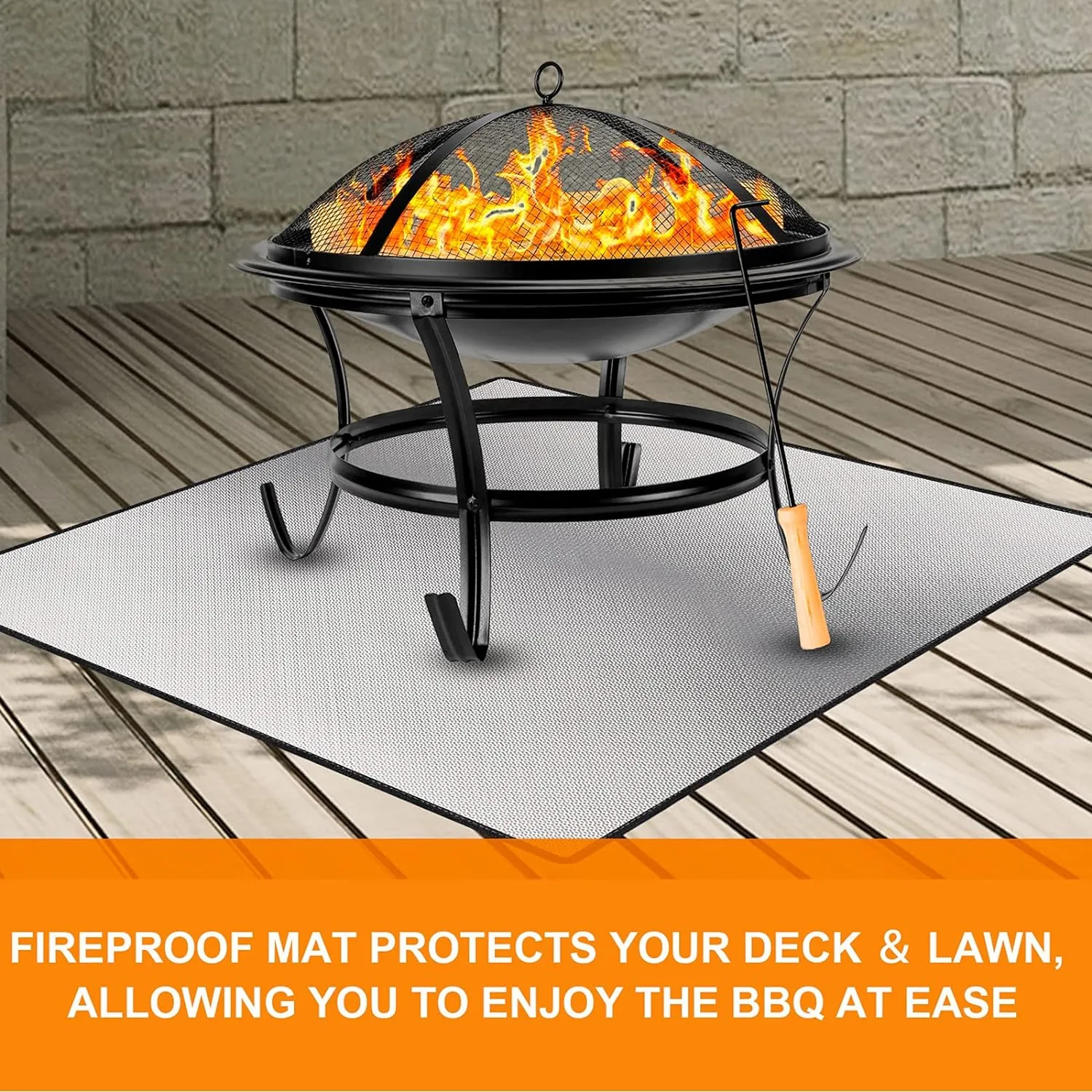 DocSafe 40 x 40 inches Square Fire Pit Mat,4-Layer Fireproof Under Grill Mat Heat Insulated Indoor Fireplace Pad Protector for Deck,Patios,Grass,BBQ Smoker, Portable Reusable Oil-Proof and Waterproof