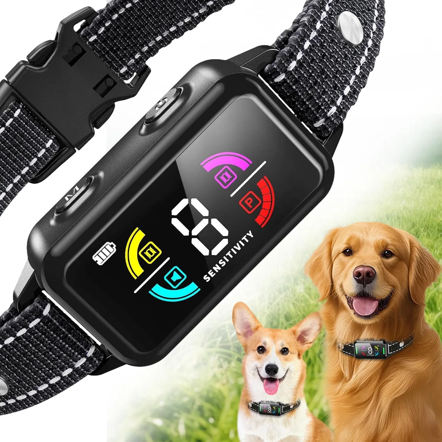 Dog Bark Collar for Large Medium Small Dogs, Smart Automatic AI Shock Collar for Dogs Rechargeable Training Collar, Anti-Barking Device with IP67 Waterproof, 6 Training Mode and 8 Sensitivity