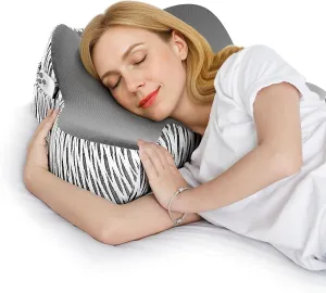 DONAMA Cervical Neck Pillow, Cooling Memory Foam Pillows for Neck Support, Ergonomic Side Sleeper Pillow, Contour Orthopedic Bed Pillows for Side Back Stomach Sleepers with Pillowcase (Dark Grey)