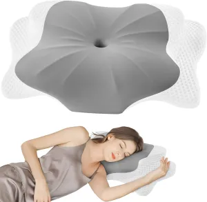 DONAMA Cervical Pillow for Sleeping, Contour Memory Foam Pillow for Neck and Shoulder Support, Ergonomic Neck Pillow for Side Back Stomach Sleepers, Bed Pillows with Cooling Silk Pillowcase