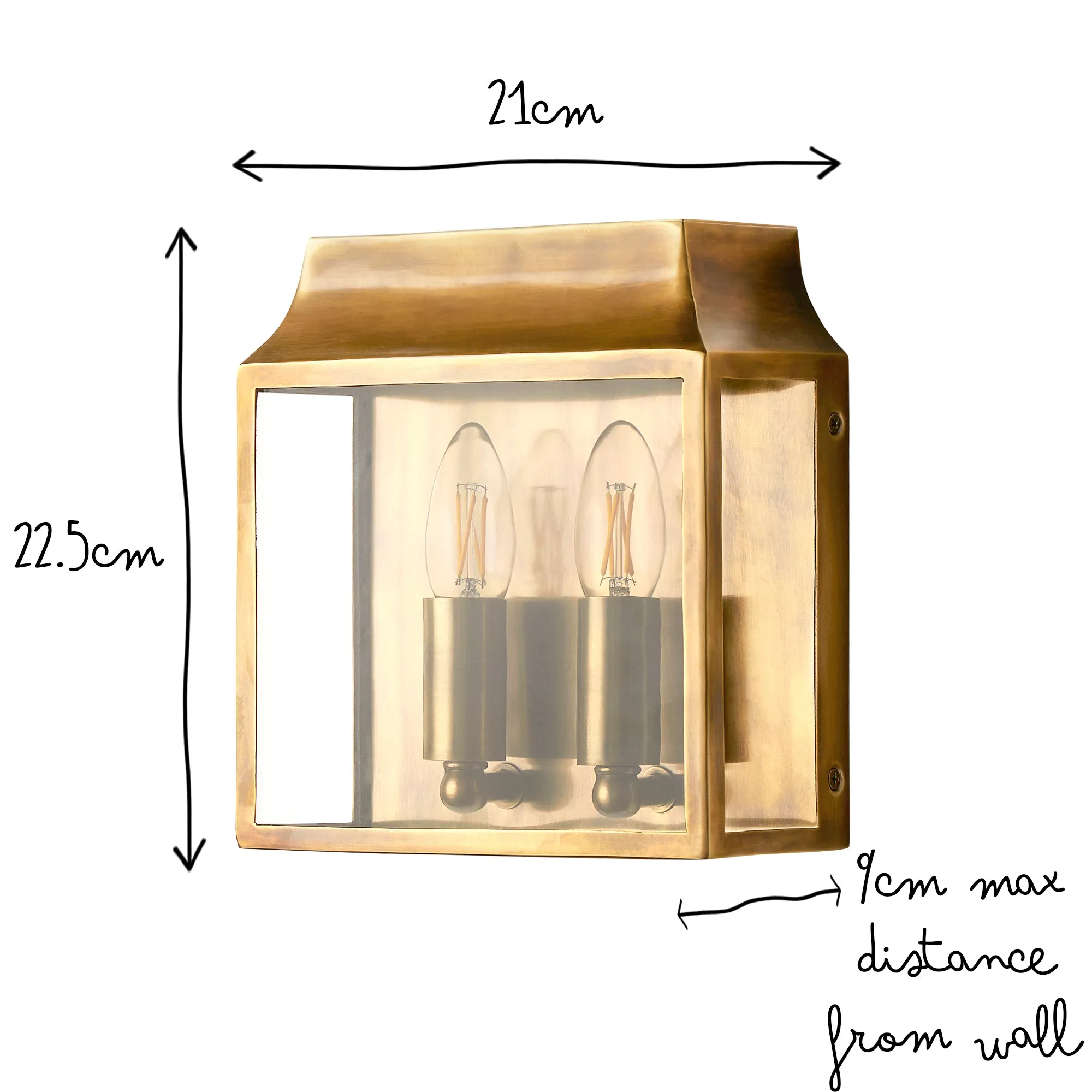 Double Crail IP44 exterior wall light in antique brass