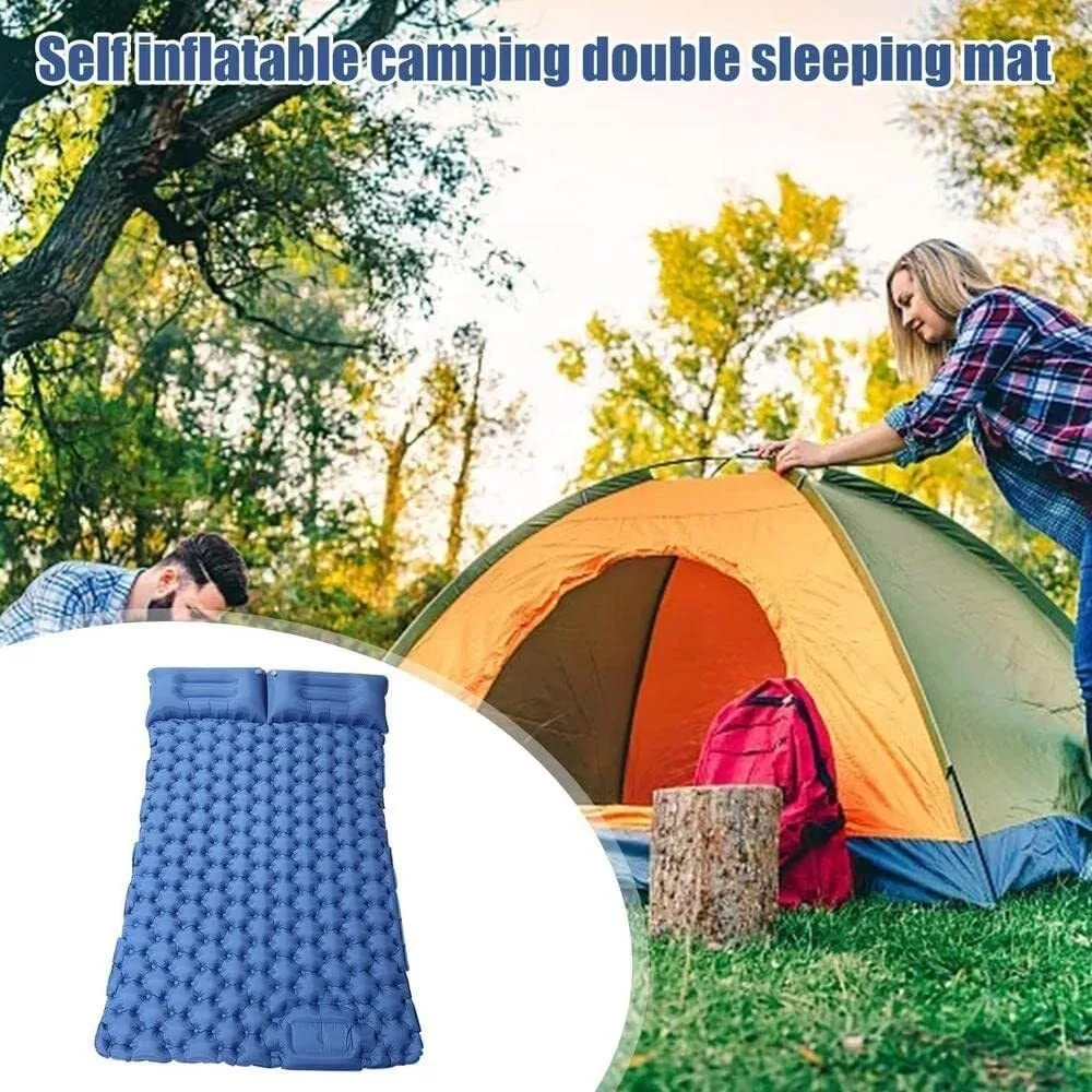Double Self Inflating Camping Mat Portable Foldable Inflatable Mattress(C)