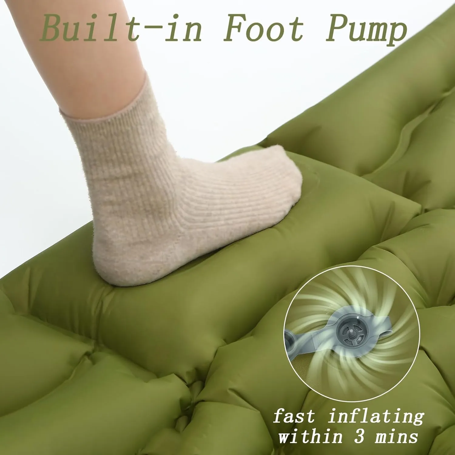 Double Self Inflating Sleeping Camping Mattress Pad for 2 People with Built-in Foot Pump for Tent,Backpacking Hiking, Traveling, Portable Camping Mat…
