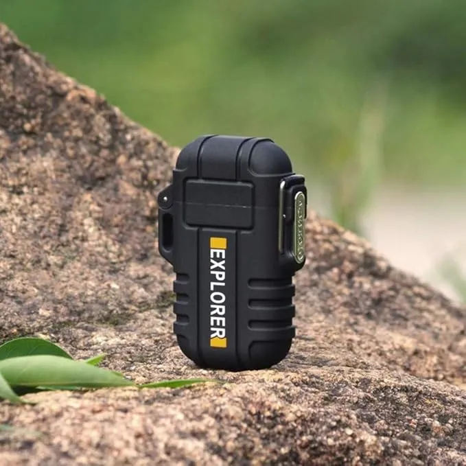 Dual Arc Plasma Electric Rechargeable Flameless Lighter Waterproof Windproof for Camping, Hiking, Skiing, Outdoor Adventure (Black)