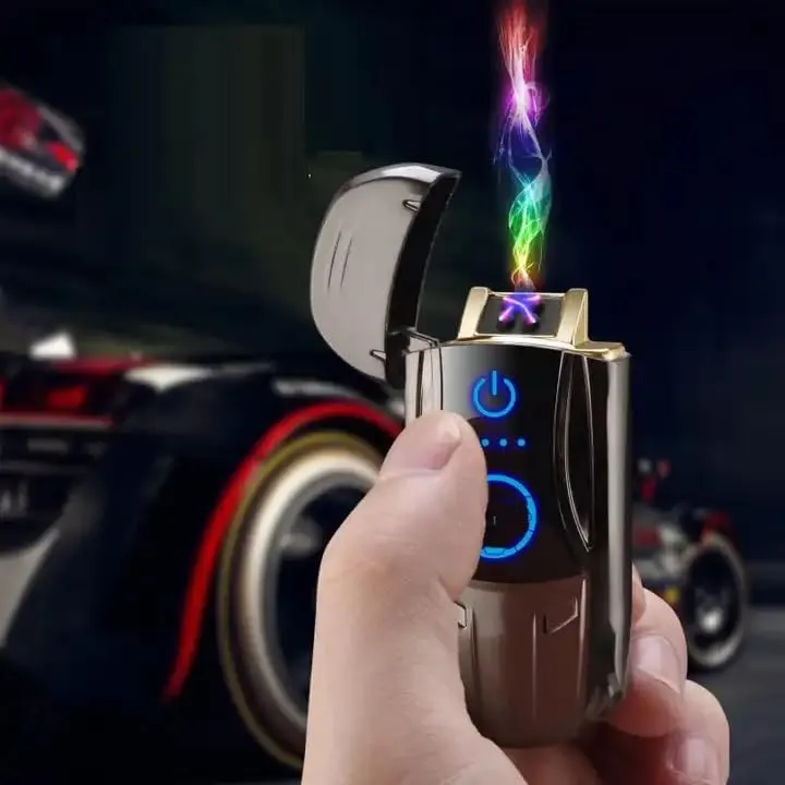 Dual Arc Plasma Lighter Cool Car Shape USB Rechargeable Electric Cigarette Lighter Flameless Windproof Car Lighter Creative Gift for Men (Rainbow)