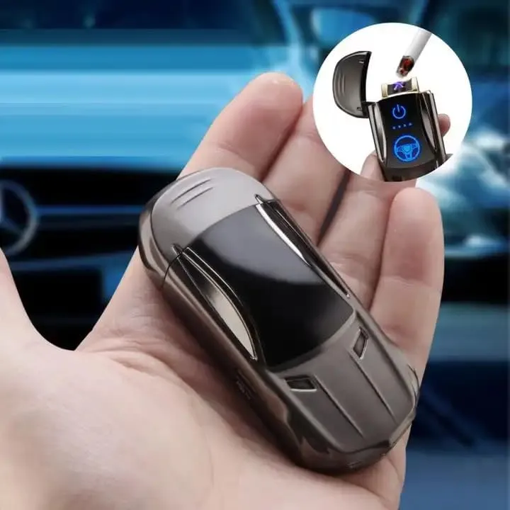 Dual Arc Plasma Lighter Cool Car Shape USB Rechargeable Electric Cigarette Lighter Flameless Windproof Car Lighter Creative Gift for Men (Rainbow)
