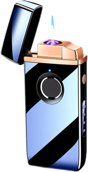 Dual Fuel Windproof Torch Lighter, Butane and Electric Hybrid Fingerprint Unlock Ignition high-end Supplies(Black)