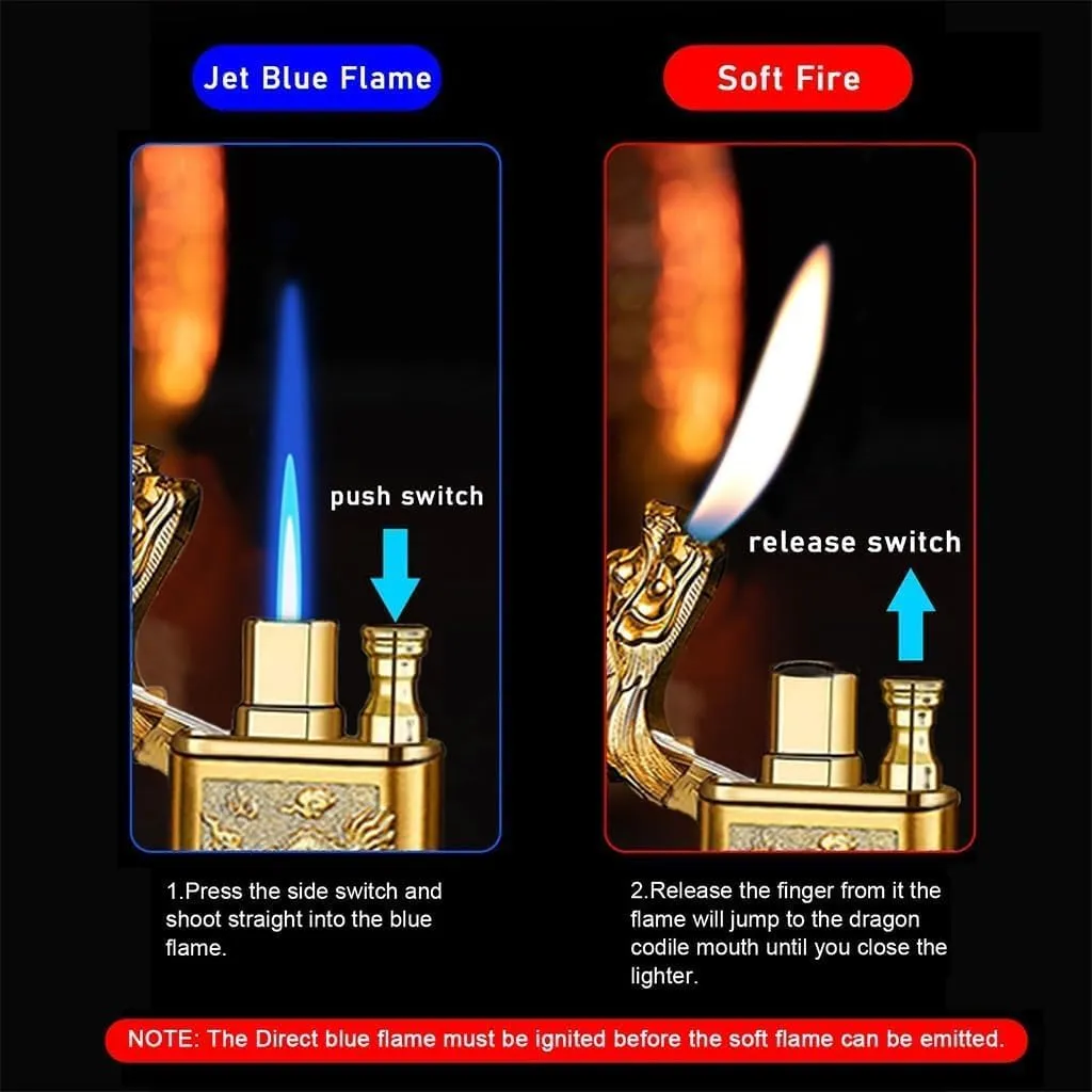 Dual Mode Torch Lighter - Switchable Jet/Soft Flame with Vortex Windproof Technology, Refillable Butane Gas System in Ergonomic Design, Premium EDC Fire Starter for Cigar Sessions(#3)