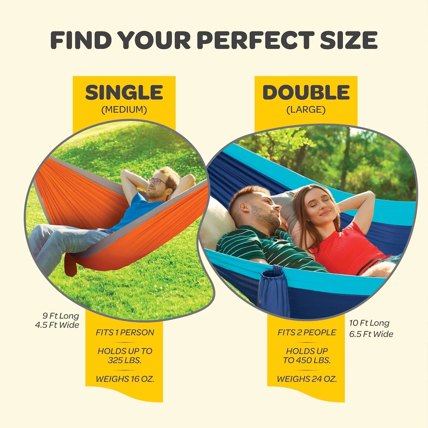 Durable Hammock 500 lb Capacity, Nylon Camping Hammock Chair - Double or Single Sizes w/Tree Straps and Attached Carry Bag - for Travel/Backpacking/Beach/Backyard (Large, Forest Green & Lima Green)