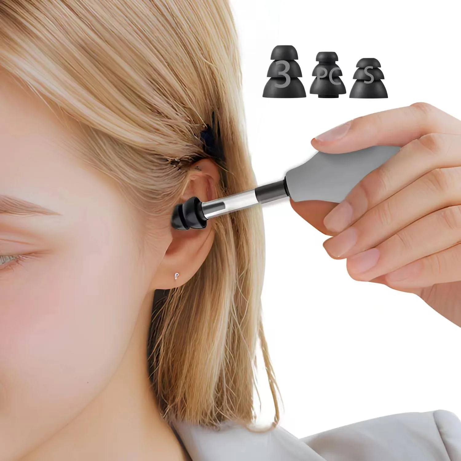 Ear Pressure Relief Suction Device, FSA/HSA Eligible, Migraine and Headache Relief Products, Airplane Ear Pressure Relief Through Inner Ear Pressure Balance, Reduces Tension, with 3 Sizes of Earplugs